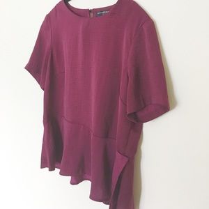 Merlot Peplum Top, short sleeves
